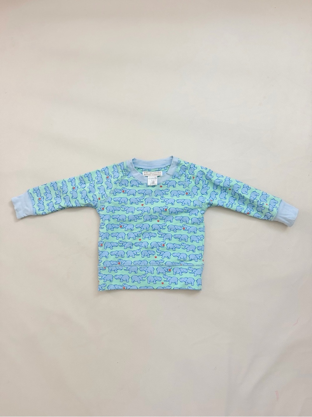 The Beaufort Bonnet Company Blue Elephant Print Kids Sweater, size 6-12M